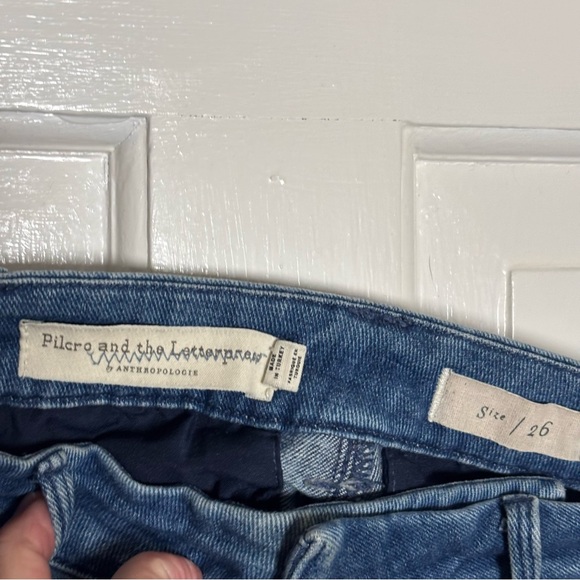 Anthropologie Pilcro & the Letterpress Mid-Wash Straight Blue Jeans Women 26 - Picture 6 of 7